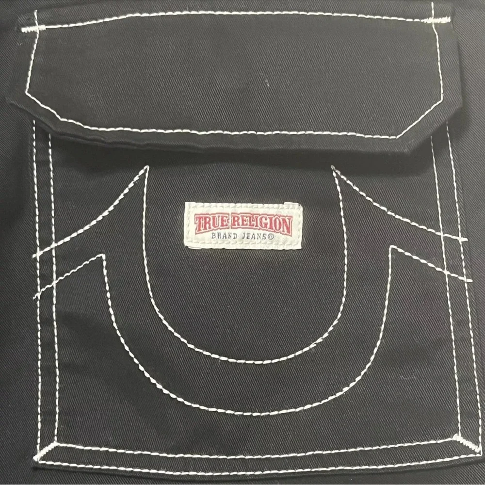 True Religion Cargo Pants Jet Black Big Stitch‎